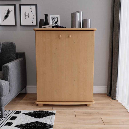 SEO. Anika Kommode 110er Bio Kiefer Massivholz | 2-Türig Sideboard mit Regalfächern | Anrichte aus 100% Massivholz - Capuccino Linkreich