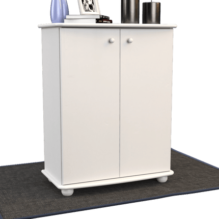 SEO. Anika Kommode 110er Bio Kiefer Massivholz | 2-Türig Sideboard mit Regalfächern | Anrichte aus 100% Massivholz - Schneeweiss Linkreich