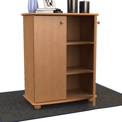 SEO. Anika Kommode 110er Bio Kiefer Massivholz | 2-Türig Sideboard mit Regalfächern | Anrichte aus 100% Massivholz - Capuccino Linkreich