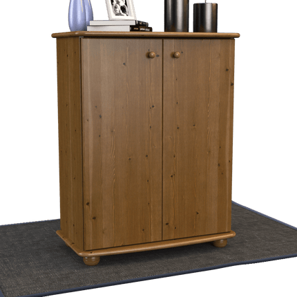SEO. Anika Kommode 110er Bio Kiefer Massivholz | 2-Türig Sideboard mit Regalfächern | Anrichte aus 100% Massivholz - Antik Kiefer Linkreich