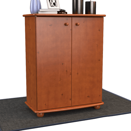 SEO. Anika Kommode 110er Bio Kiefer Massivholz | 2-Türig Sideboard mit Regalfächern | Anrichte aus 100% Massivholz - Kirsch Linkreich