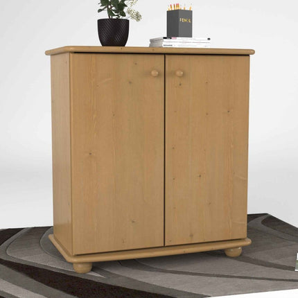 SEO. Anika Kommode Bio Kiefer Massivholz | 2-Türig Sideboard mit Regalfächer aus 100% Massivholz - Capuccino Linkreich