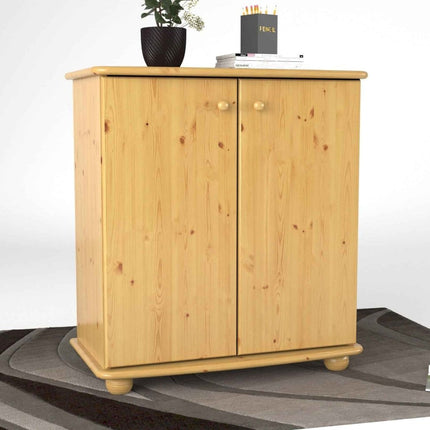 SEO. Anika Kommode Bio Kiefer Massivholz | 2-Türig Sideboard mit Regalfächer aus 100% Massivholz - Natur Linkreich