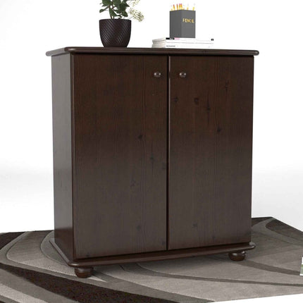SEO. Anika Kommode Bio Kiefer Massivholz | 2-Türig Sideboard mit Regalfächer aus 100% Massivholz - Wenge Linkreich