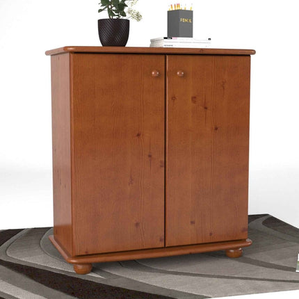 SEO. Anika Kommode Bio Kiefer Massivholz | 2-Türig Sideboard mit Regalfächer aus 100% Massivholz - Kirsch Linkreich
