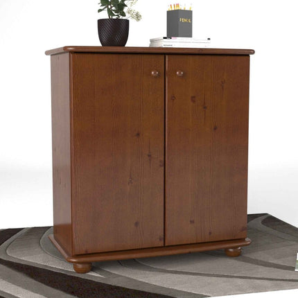 SEO. Anika Kommode Bio Kiefer Massivholz | 2-Türig Sideboard mit Regalfächer aus 100% Massivholz - Kolonial Linkreich