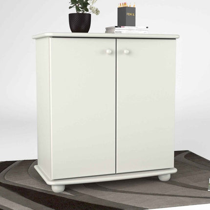 SEO. Anika Kommode Bio Kiefer Massivholz | 2-Türig Sideboard mit Regalfächer aus 100% Massivholz - Schneeweiss Linkreich