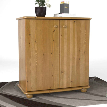 SEO. Anika Kommode Bio Kiefer Massivholz | 2-Türig Sideboard mit Regalfächer aus 100% Massivholz - Antik Kiefer Linkreich