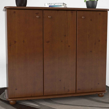 SEO. Anika Kommode Kiefer Massivholz 110er | 3-Türig Sideboard mit Regalfächer aus 100% Bio Holz - Kolonial Linkreich
