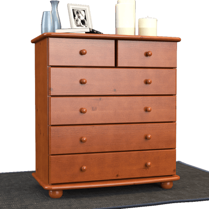 SEO. Anika Kommode Massivholz aus 100% Bio Kiefer | 6-Schubladen Sideboard für modernen Wohnstil - Kirsch Linkreich