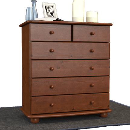 SEO. Anika Kommode Massivholz aus 100% Bio Kiefer | 6-Schubladen Sideboard für modernen Wohnstil - Kolonial Linkreich
