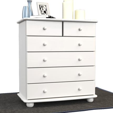 SEO. Anika Kommode Massivholz aus 100% Bio Kiefer | 6-Schubladen Sideboard für modernen Wohnstil - Schneeweiss Linkreich