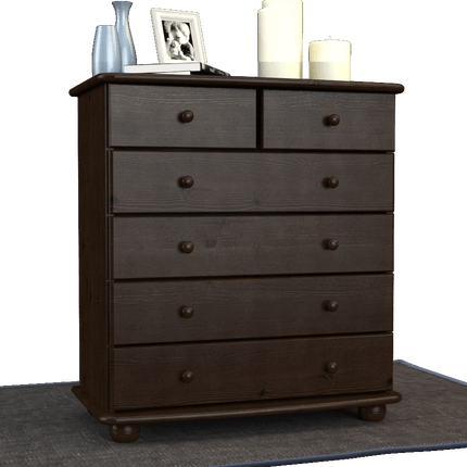 SEO. Anika Kommode Massivholz aus 100% Bio Kiefer | 6-Schubladen Sideboard für modernen Wohnstil - Wenge Linkreich