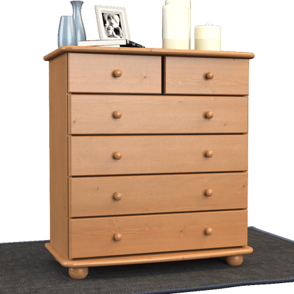 SEO. Anika Kommode Massivholz aus 100% Bio Kiefer | 6-Schubladen Sideboard für modernen Wohnstil - Capuccino Linkreich
