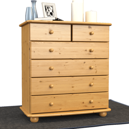 SEO. Anika Kommode Massivholz aus 100% Bio Kiefer | 6-Schubladen Sideboard für modernen Wohnstil - Natur Linkreich