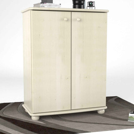 SEO. Anika Kommode Sideboard Bio Kiefer | 2-türig mit Kleiderstange | Nachhaltige Möbel - Weiss Linkreich