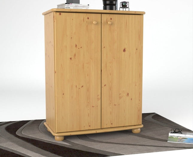 SEO. Anika Kommode Sideboard | mit Kleiderstange | 2 - Türig | 100% Bio Kiefer - Natur Linkreich