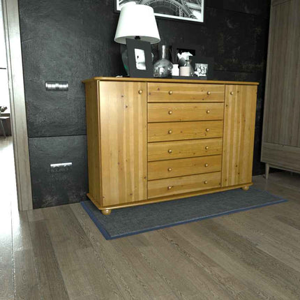 SEO. Anika Kommode XL Sideboard | Anrichte | 2-Türig | 6-Schubladen | 100% Bio Kiefer Massivholz - Natur Linkreich