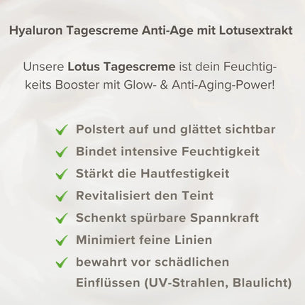 SEO. •Anti Age• Hyaluron Tagescreme mit Lotusextrakt – 3 - fach Hyaluron | BDIH Naturkosmetik - Linkreich