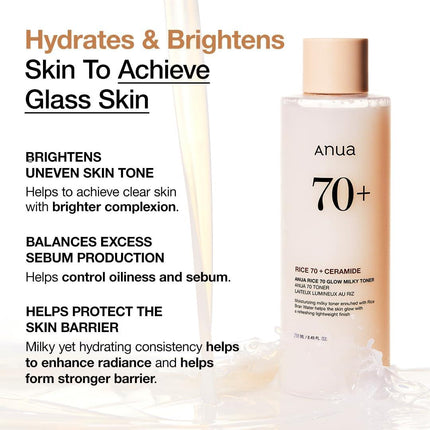 Anua Rice 70 Glow Milky Toner 250ml Gesichtswasser