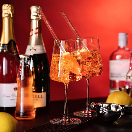 SEO. Aperol Spritz Sprüche Glasstrohhalme Holy Aperoli Edition - 6 lustige Trinksprüche graviert - 20 cm Linkreich