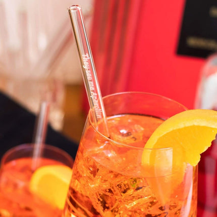 SEO. Aperol Spritz Sprüche gravierte Glasstrohhalme mit 6 lustigen Trinksprüchen - 20 cm Linkreich