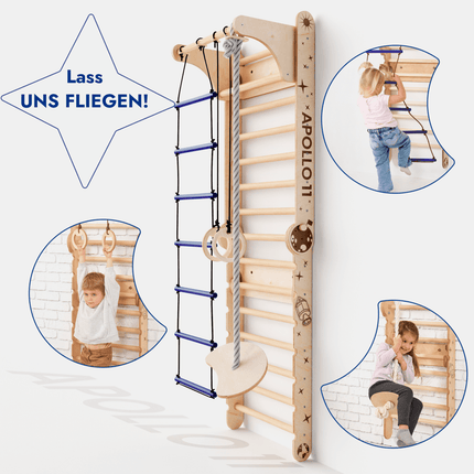 Apollo Schwedische Wand / Kletterleiter für kleine Astronauten + Mondschaukel - Set + Rutschbrett (Swedish wall) kaufen bei Linkreich – Jetzt entdecken!