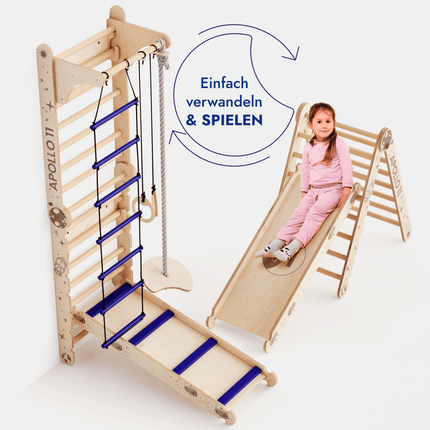 Apollo Schwedische Wand / Kletterleiter für kleine Astronauten + Mondschaukel - Set + Rutschbrett (Swedish wall) kaufen bei Linkreich – Jetzt entdecken!