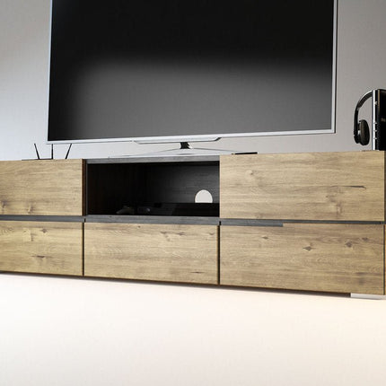 SEO. ARDEA TV - Sideboard/Longboard Massivholz Kommode - Light - Wenge Linkreich