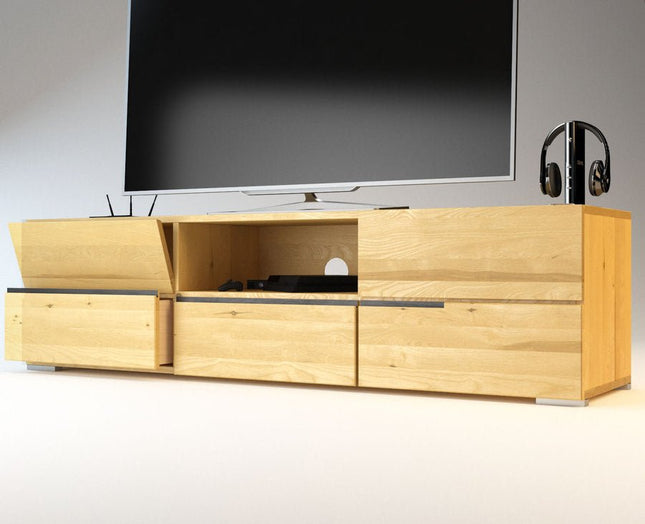 SEO. ARDEA TV - Sideboard/Longboard Massivholz Kommode - Natur Linkreich