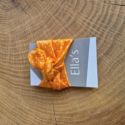 SEO. Armband Seide handgenäht - Orange mit weißem Kreuzmuster Linkreich