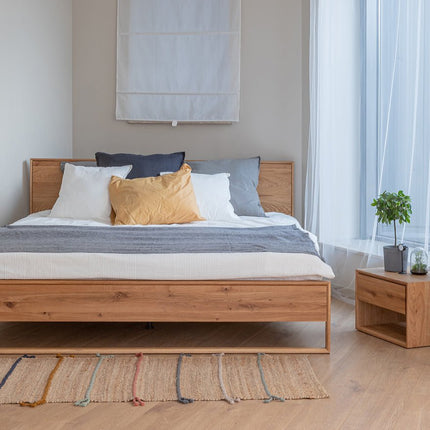 SEO. Arona Massivholz Eichen Bett 140 - 180cm | Eiche geölt - 140 x 200 cm Linkreich