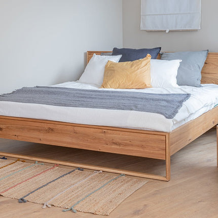SEO. Arona Massivholz Eichen Bett 140 - 180cm | Eiche geölt - 140 x 200 cm Linkreich