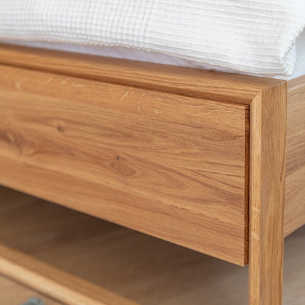 SEO. Arona Massivholz Eichen Bett 140 - 180cm | Eiche geölt - 140 x 200 cm Linkreich
