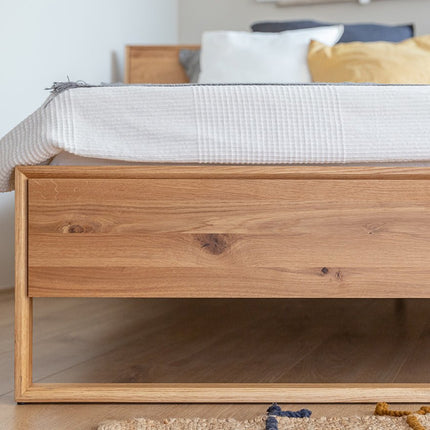 SEO. Arona Massivholz Eichen Bett 140 - 180cm | Eiche geölt - 140 x 200 cm Linkreich