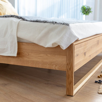 SEO. Arona Massivholz Eichen Bett 140 - 180cm | Eiche geölt - 140 x 200 cm Linkreich