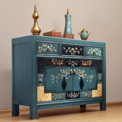 Vintage Asia Chinesische Kommode Sideboard Regal "Oceanflowers" - Art. 33082-5