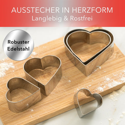 Ausstechformen aus Edelstahl Herzen - 5 Stück (Ausstechformen) kaufen bei Linkreich – Jetzt entdecken!
