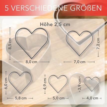 Ausstechformen aus Edelstahl Herzen - 5 Stück (Ausstechformen) kaufen bei Linkreich – Jetzt entdecken!