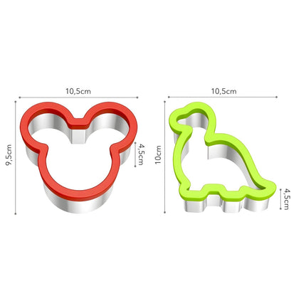 Ausstechformen aus Edelstahl Sandwich Cutter Maus DInosaurier - 2er Set (Ausstechformen) kaufen bei Linkreich – Jetzt entdecken!