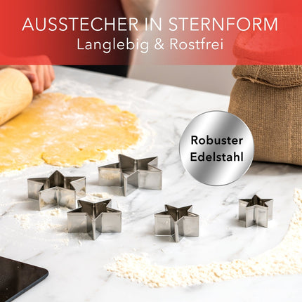 Ausstechformen aus Edelstahl Sterne - 5 Stück (Ausstechformen) kaufen bei Linkreich – Jetzt entdecken!