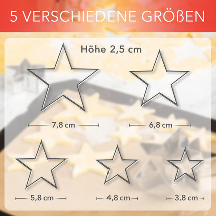 Ausstechformen aus Edelstahl Sterne - 5 Stück (Ausstechformen) kaufen bei Linkreich – Jetzt entdecken!