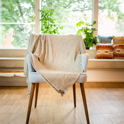 SEO. B - WARE - Kaschmirdecke mit Fischgratmuster - grau - 135 x 270cm - Linkreich