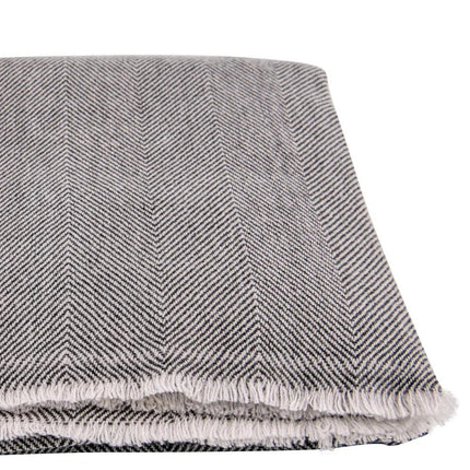 SEO. B - WARE - Kaschmirdecke mit Fischgratmuster - grau - 135 x 270cm - Linkreich