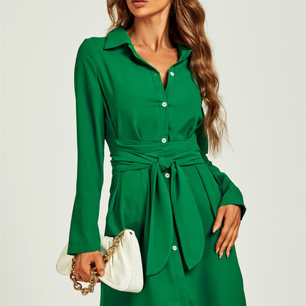 Shirt Mini Wrap Dress In Green