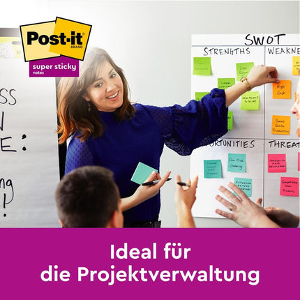 Post-it® Super Sticky Notes, 76 mm x 127 mm, 90 Blatt/Block, 100% PEFC