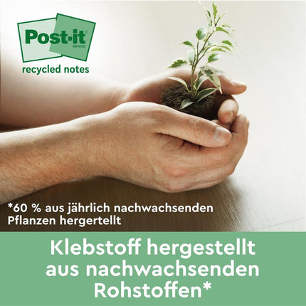 Post-it® Recycling Z-Notes, 76 mm x 76 mm, 100 Blatt/Block, 100% PEFC