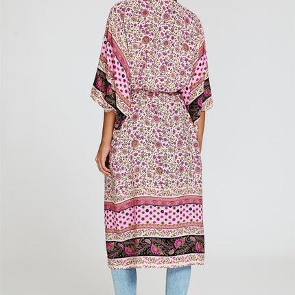 Relaxed Cotton Kimono In Pink