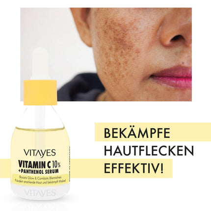 Vitayes Vitamin C 10 %, Aha Bha, Bakuchiol, Niacinamid-Hautserum, Hamamelis-Gesichtswasser-Hautpflegeset