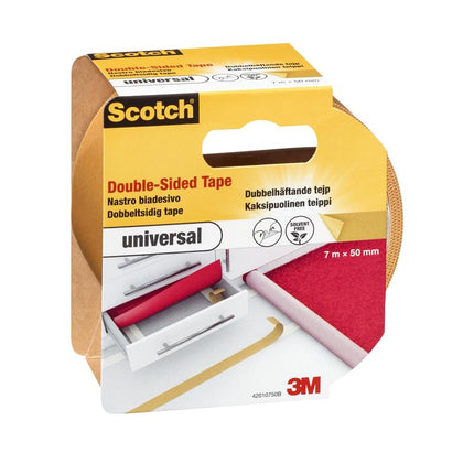 Scotch® doppelseitiges Klebeband UNIVERSAL, 7 m x 50 mm | Packung (1 Rolle)